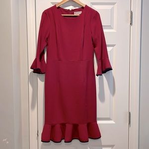 Nanette by Nanette Lepore beautiful dress in matron with navy ruffle trim